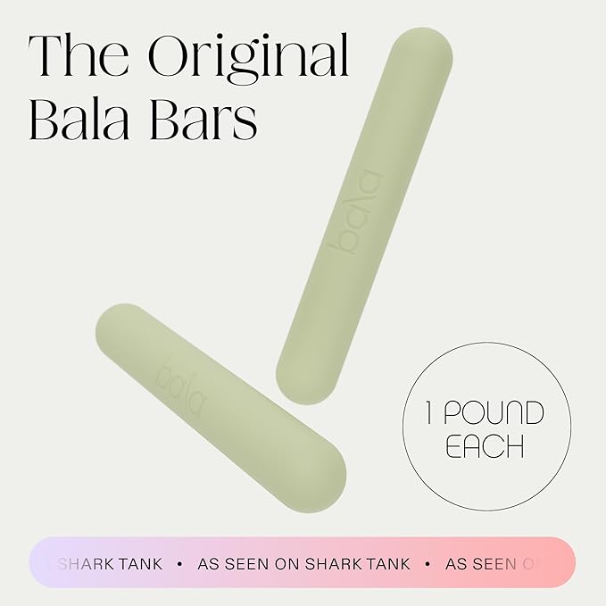 Bala Bars Dumbbell Set for Women & Men - Set of 2 Bars Designed for Walking, Strength Training, HIIT, Boxing & Aerobics - Hand Weights for Working Out at Home