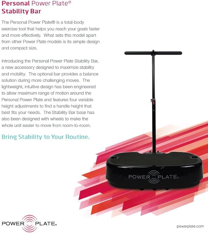 Power Plate Stability Bar for use with Power Plate Personal Plate Vibration Platform to add Extra Stability & Security (Personal Plate Sold Separately)