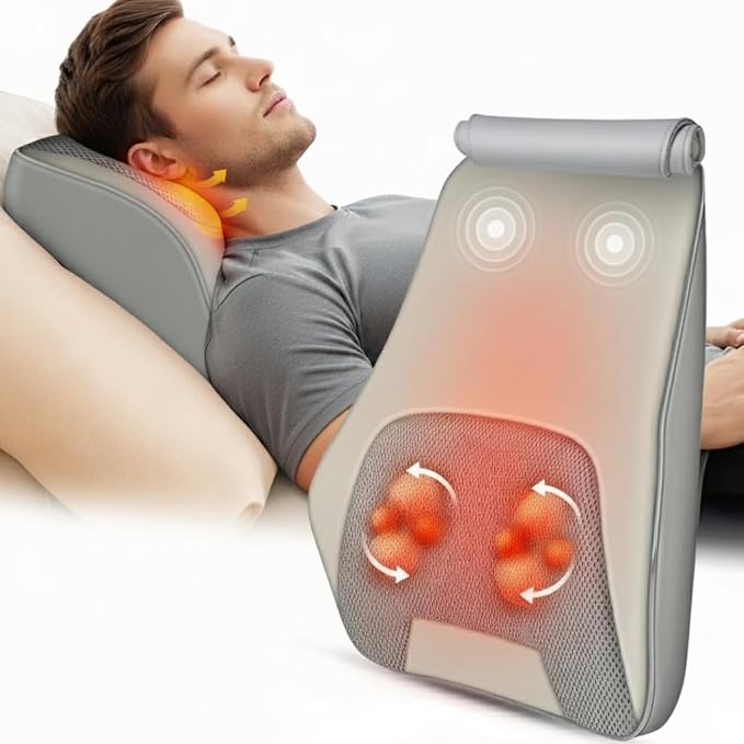 Shiatsu Back and Neck Massager with Heat, FSA Eligible HSA Deep Tissue Back Massager for Pain Relief, Massage Pillow with Vibration for Neck Shoulder