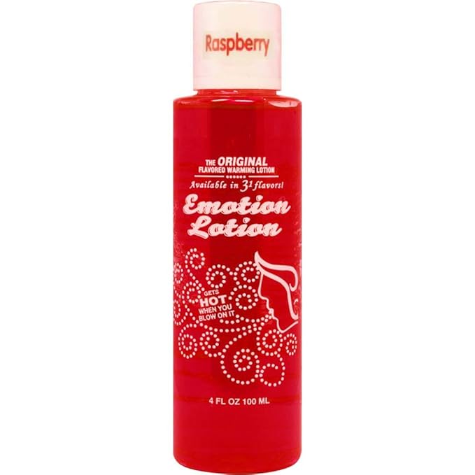Edible Water Basesd Original Flavored Warming Massage Oil RASPBERRY by Emotion Lotion 4oz by Emotion Lotion