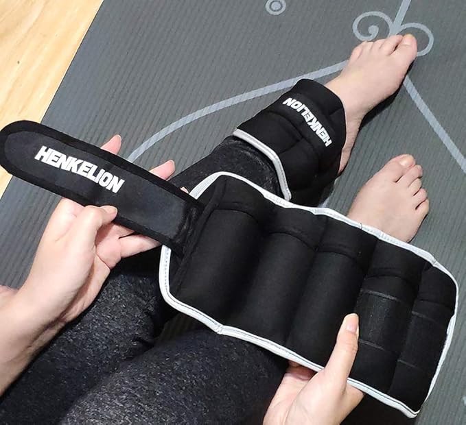 Henkelion 1 Pair 2 3 5 10 Lbs Adjustable Ankle Weights for Women Men Kids, Strength Training Wrist and Ankle Weights Sets for Gym, Fitness Workout, Running, Lifting - Black Grey Pink Blue Purple
