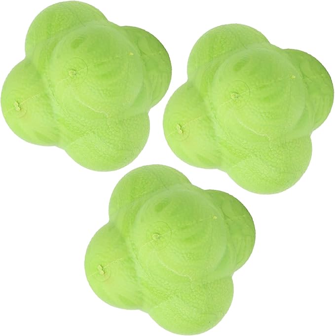 Reaction Ball Durable Exercise Training Fitness Sports for HandEye Coordination, 3pcs Hex Bounce Agililty Softball Volleyball Hockey Soccer TPR Training Ball