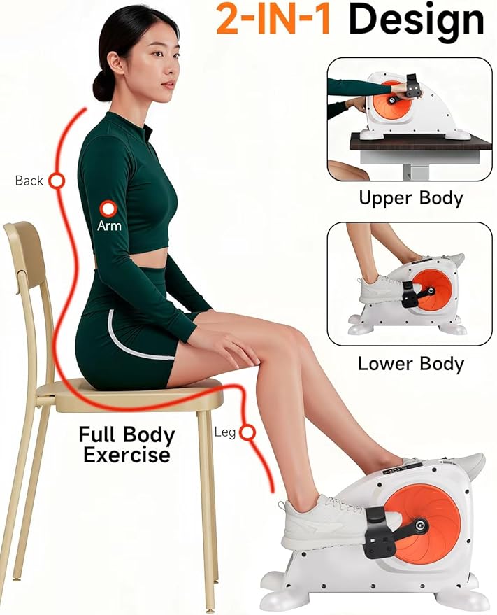 Mini Exercise Bike for Adults Under Desk Exercise Bike, Electric Pedal Exerciser for Seniors & Leg/Arm Fitness,12 Adjustable Speeds & LCD Display, Portable Exercise Bike for Seniors Home Leg Exercise