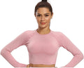 Yoga Set Seamless Women Long Sleeve Blouses Top Gym Sport Bra High Waist Tight Leggings Fitness Suit Shorts Sets (Color : Pink Long sleeve, Size : Large)