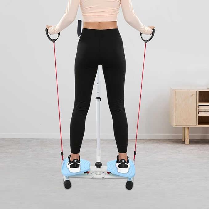 Waist Twister Board, Home-Gym Core Trainer with Handrail & Pull Cords, Noiseless 360° Ab-Twister Platform for Belly-Fat Burn, Strength & Balance Workouts, 330 Lbs Capacity