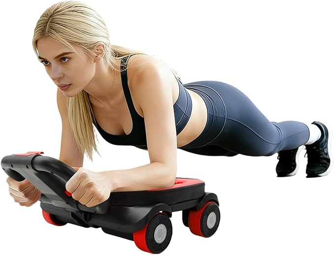 Ab Roller Wheel, 4-Wheel Abdominal & Core Strength Trainer for Home Gym Fitness, Exercise Wheel with Knee Pad for Beginners to Advanced Users