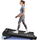 DeerRun Walking Pad Treadmill with Incline, 12% Auto Incline Under Desk Treadmill, 3.0 HP, 300 lb Capacity, Portable Treadmill for Home Office, Remote & App Control