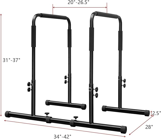 Dip Stand Station, Adjustable Dip Bar for Home Gym Fitness Equipment, Push Up Stand, Gymnastics Bar, Heavy Duty Body Bar Press for Tricep Dips, Pull-Ups, Push-Ups