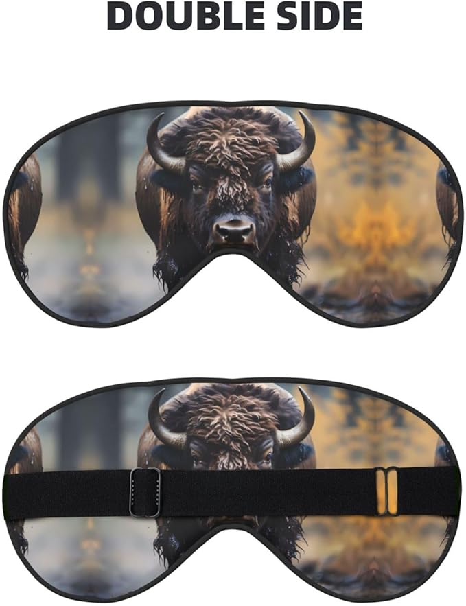 North American Bison Head-Mounted Double-Sided Light-Blocking Sleeping Eye mask to Protect Eyes and Relieve Eye Fatigue