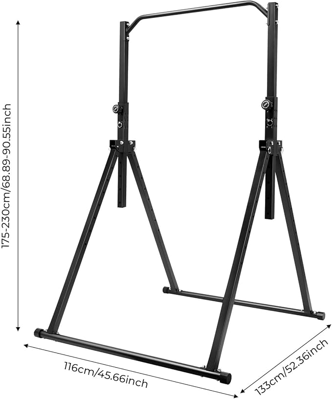Pull Up Bar, 440lbs Triangular Pull Up Station, Adjustable Multifunction Dip Bar Stand Gym Strength Training Equipment w/Triangular Legs for Gyms Sports Centers & Home
