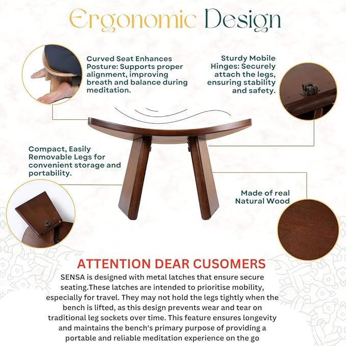 Meditation Bench, Wooden Kneeling Stool with Travel Bag, Portable Yoga Auxiliary Stool, Multifunctional Ergonomic Seat, Detachable Comfort Chair, for Yoga, Prayer, Meditation