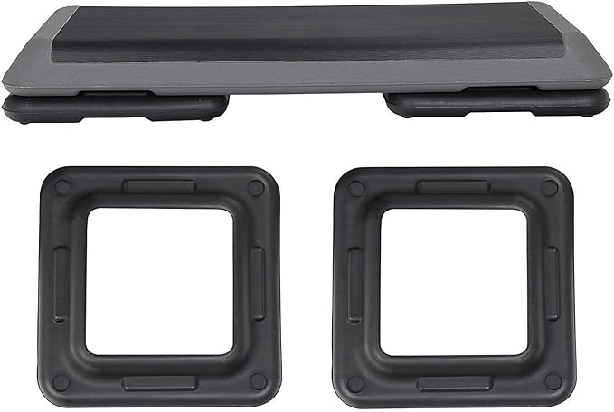 JupiterForce 43" Workout Aerobic Exercise Step Platform, Adjustable Aerobic Steppers for Exercise with 4 Removable Risers for Home Gym Strength Training