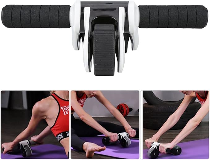 2 Wheels Ab Roller Wheel Abdominal Exerciser with Knee Pad Home Fitness Equipment