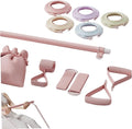 Pilates Set with 5 Adjustable Resistance Bands Elastic Pilates Essentials Kit for Home Fitness, Stretching, Strength Training Bar Board Essentials Kit for Women