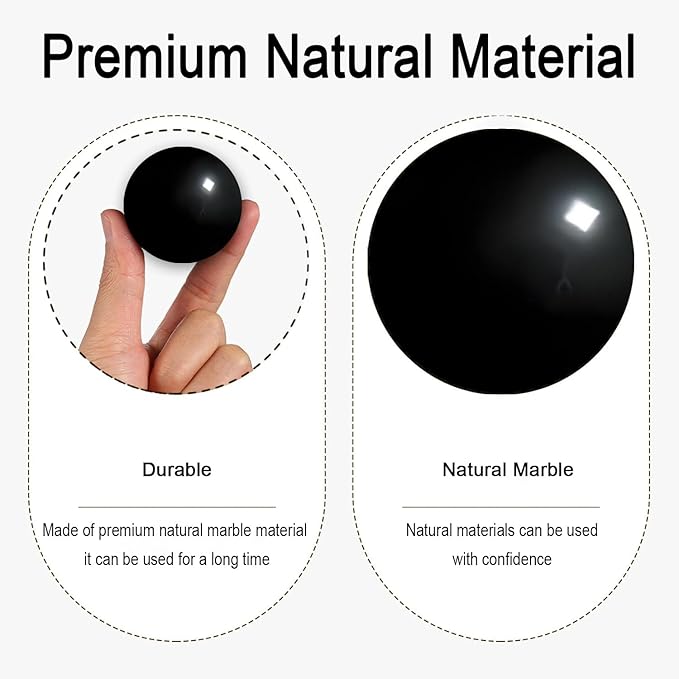 Hand Therapy Balls for Stress Relief,Baoding Balls for Women & Men,Marble Chinese Massage Ball Set for Hand Exercise,Arthritis,Brain Stress Relief,2 Pack with Storage Bag (1.38inch Black)
