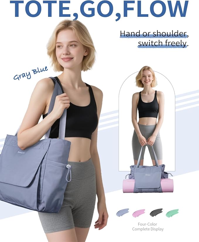 sportsnew Yoga Mat Bag Tote Yoga Gym Bags For Women Men with Waterproof Wet Pocket & Hook-and-loop, Quick Access Storage Yoga Mat Bag Carrier