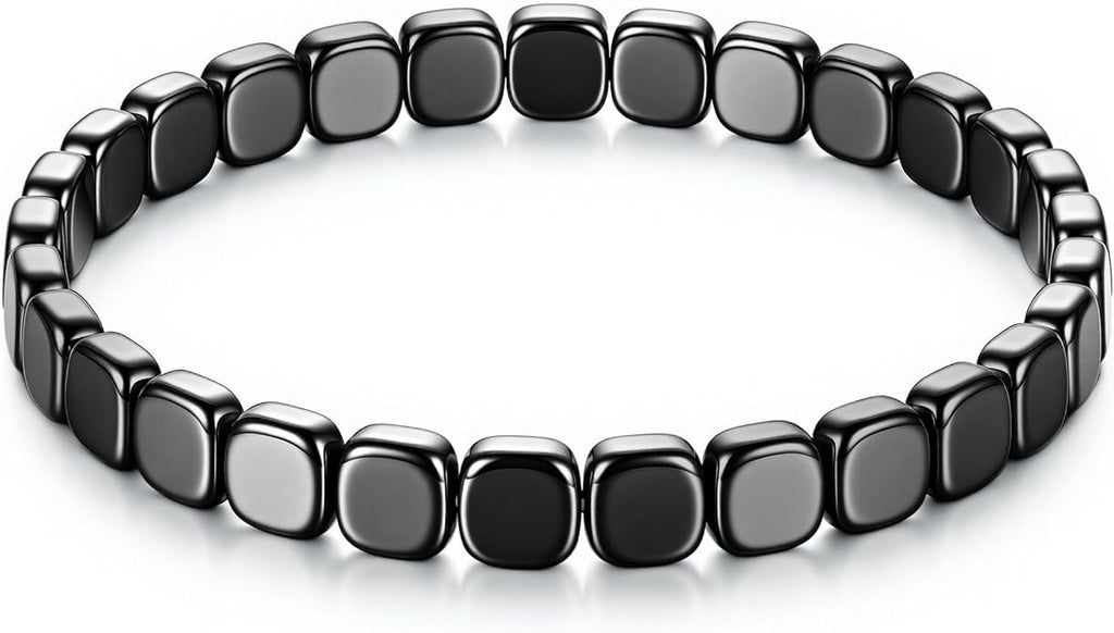 Easter Basket Stuffers-Hematite Bracelets for Men, Hematite Stone Bracelet to Reclaim Energy Confidence, Stretch Beads Inspirational Cuff Jewelry Pulseras Para Hombre