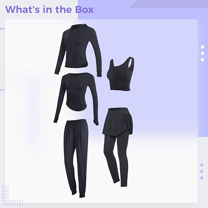 For Women Pilates Workout Set, Yoga Wear Four Piece Set, Jacket, Long Sleeve Top, Sports Bra Included, Xxl Size Fits 135-150, Breathable Polyester-Spandex Fabric