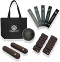 Pilates Pro Power Pack - Workout Essentials - 2.2lb Hand Weights, 2.2lb Ankle Weights/Wrist Weights, Resistance bands, Pilates Ball, Canvas Tote Bag - For Beginners or Advanced - Home or Gym/Studio Use.