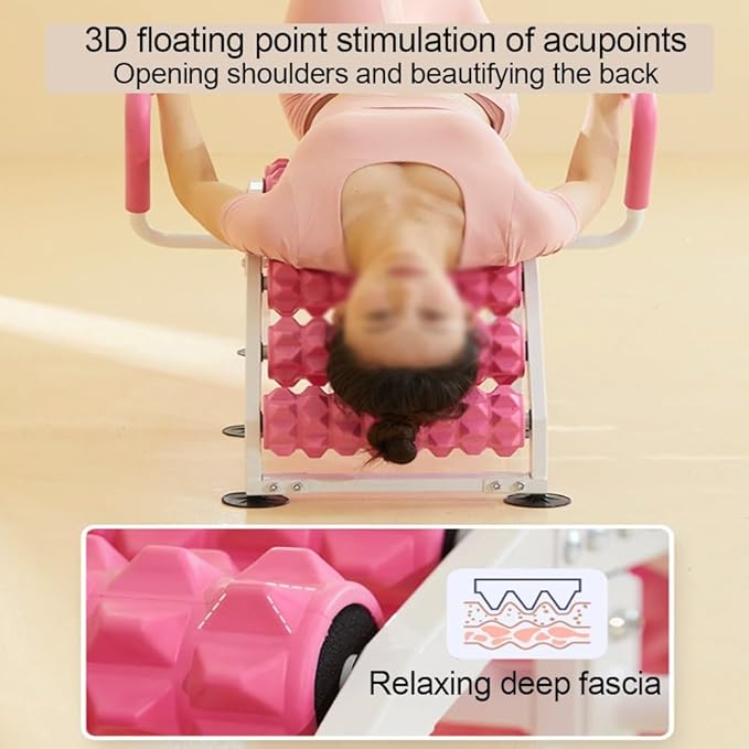Chair Yoga with Handles, Foldable Pilates Equipment with Multiple Foam Rollers, Home Workout Bench with Suction Cup for Gym, Bedroom, Living Room