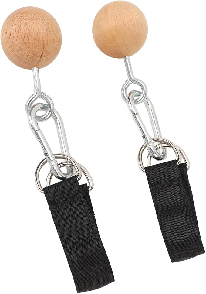VGEBY Pull Up Ball Grip, 1 Pair Anti Slip Beech Wood Climbing Ball Hold Grip with Strap Grip Strengtheners for Strength Training Fitness Strength Training Devices