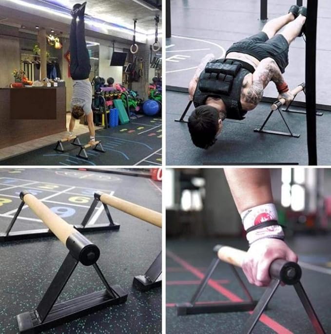 LONGTA Wooden Stretch Stand, Pushup Stands Bars Calisthenics Handstand,Non-Slip Yoga and Gymnastic Training Tool Russian Style Stretch Push-Ups