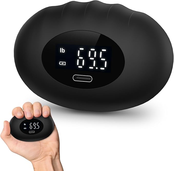 AMIR Hand Grip Strength Tester Trainer, Rechargeable Electronic Hand Dynamometer up 395 Lbs (180kg) Forearm - Gripper-Finger Grip Strengthener Exerciser, Stress Balls for Sport Home School