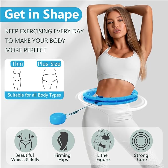30/24/12 Knots, Upgraded Magnetic Lock Weighted Hula Hoop for Kids Adults Weight Loss, Infinity Hoop Plus Size, Home Indoor Outdoor, Fitness Exercise, Abdominal Toner