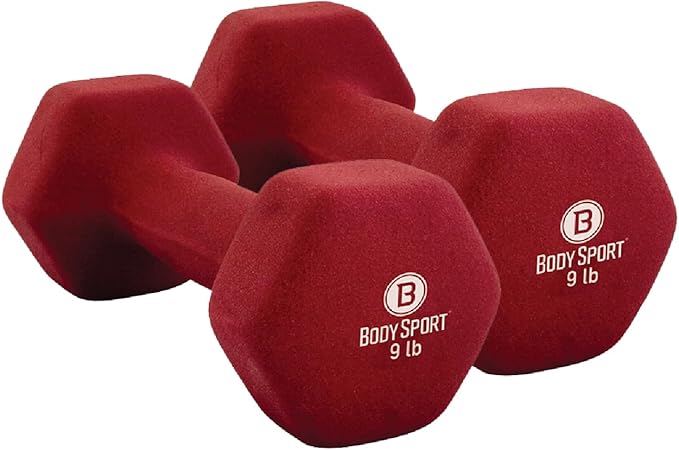 Body Sport Neoprene Dumbbell Weight - Latex-Free, Strength Training Equipment for Home Fitness & Gym Workouts