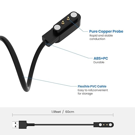 Chofit Intended for SOLAWAVE 4-in-1 Red Light Therapy Wand Charging Cable Magnetic Replacement Charging Cord for SOLAWAVE Facial Wand Charger Accessories (Black&Black)