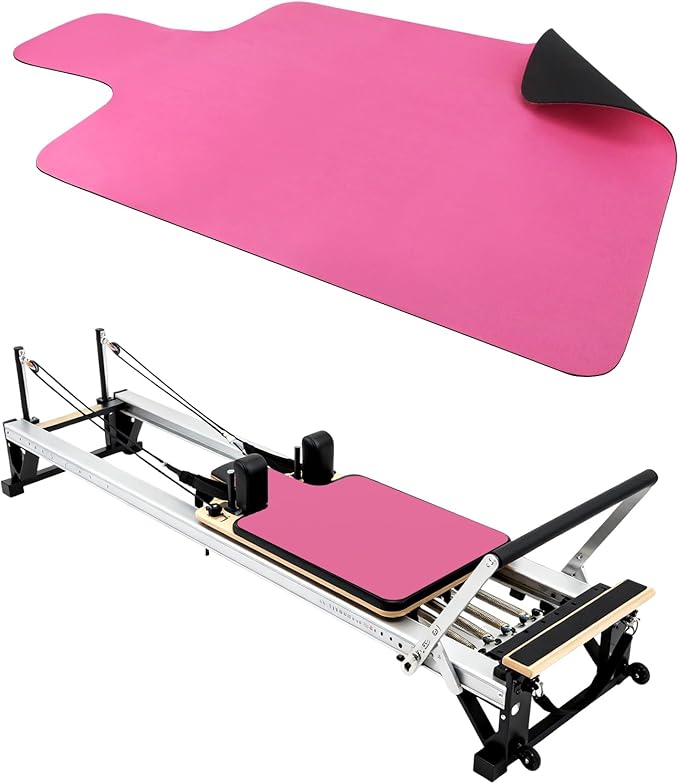 Non Slip Pilates Reformer Mat, Soft Suede Velvet Pilates Towel Mat, Pilates Mat with Multiple Equipment, Lightweight and Foldable, Sweat Wicking and Quick Drying, For Yoga and Fitness (Pink)