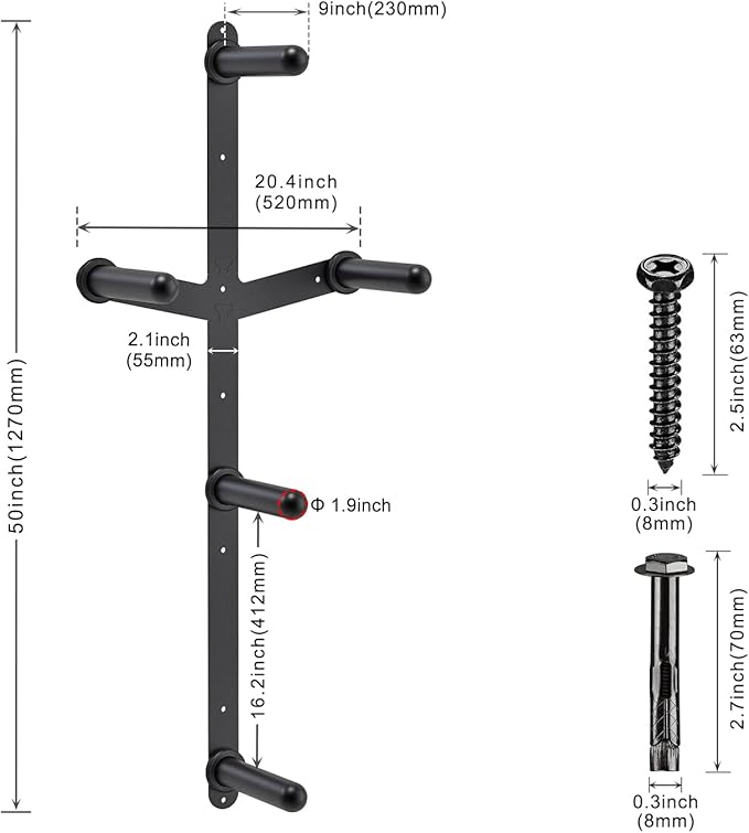 Kipika Weight Plate Storage Rack - Wall Mounted Weight Plate Holder with Durable Steel Construction Organizer for Olympic Plates, 1000lb Capacity, Space-Saving for Home Gym