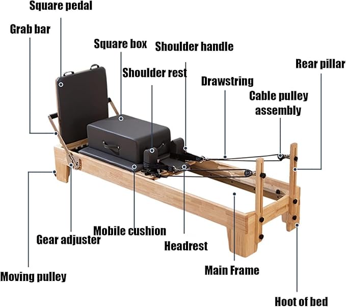 Pilates Core Bed, Yoga Private Training Core Training Sliding Bed, Gym Commercial Oak Aerobic Fitness Equipment,