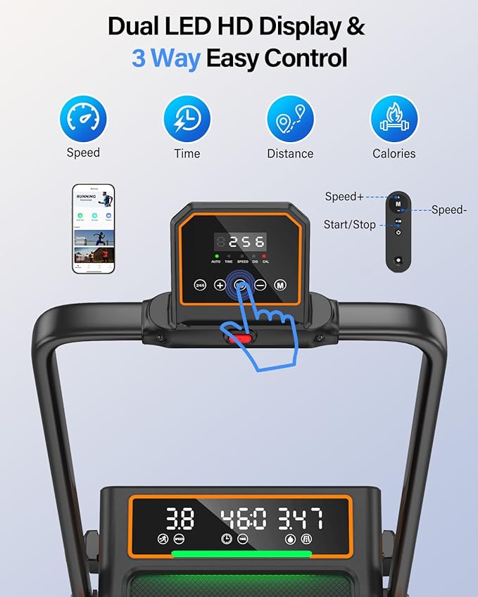 Walking Pad Treadmill with 15% Incline & Dual LED Display, 4 in 1 Walking Pad with Handle Bar, 3.5HP Foldable Treadmill with Incline, Treadmills for Home 350LBS, 4 Adjustable Incline, RGB Light