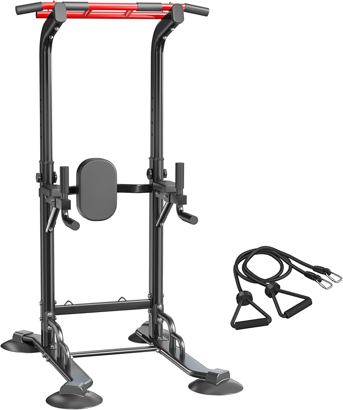 SogesPower Pull Up Bar Station Power Tower,12-Level Adjustable Multi-Function Pull Up Dip Station for Home Gym, Pull Up Bar Stand Dip Bar Strength Training Fitness Equipment