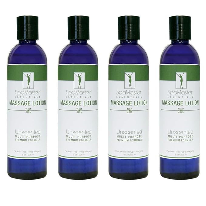 Master Massage Organic Massage Lotion (Pack of 4) - 8 fl oz, Skin-Nourishing Formula for Relaxation, Ideal for Massage Therapy and Home Use