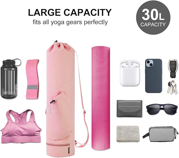 PUXING Yoga Mat Bag Yoga Mat Carrier Bag with Water Bottle Pocket and Bottom Wet Pocket Waterproof Yoga Mat Carry Bag Multi-Functional Storage Bag for Women Men