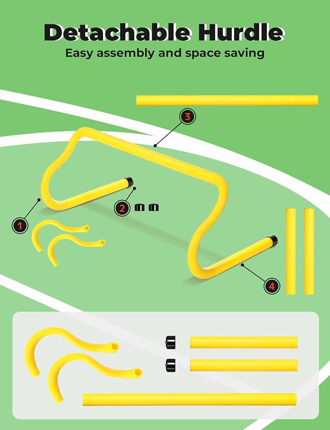 GHB Agility Hurdles 8" Speed Agility Training Hurdles, Detachable Sturdy Hurdles Training Equipment Set with Carry Bag for Kids,Athletes,Soccer,Basketball