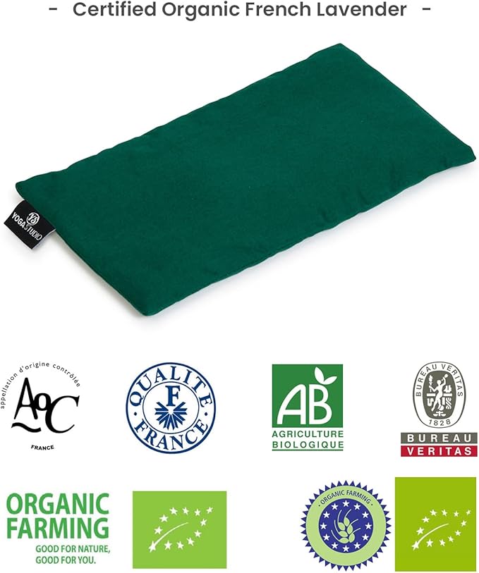 Yoga Studio Organic Eye Pillow, 23 cm x 12/13 cm, Organic Yoga Pillow Lavender and Flax Seed, for Tired Eyes and Headaches