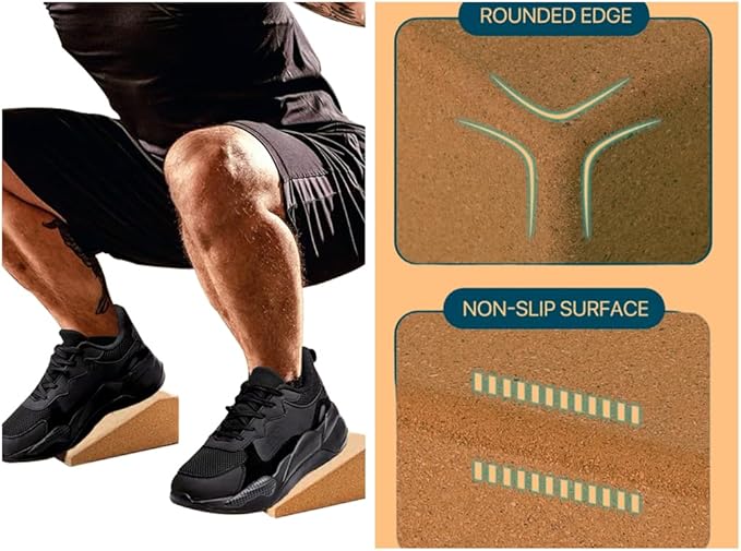 Squat Wedge Blocks Stretching blocks,Non-Slip Surface with Beveled Edges for Core Exercises,Natural Eco-Friendly/squats& weightlifting&yoga,Travel Friendly