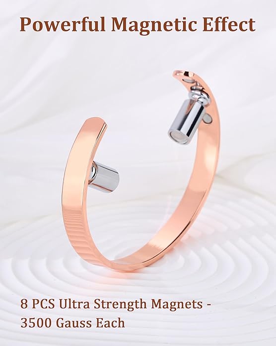 BioMag 2Pcs 99.99% Copper Bracelet for Women, Adjustable Magnetic Bracelets Bangle Cuff with 3500 Gauss Magnets, Jewelry Gift