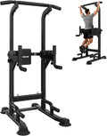 VEVOR Pull Up Bar, 330 LBS Power Tower Dip Station, Workout Dip Station with H-Shaped Stable Base & Back Pad, Adjustable 12 Level Height Free Standing Chin Up Bar for Back, 4-Level Adjustable Back Pad
