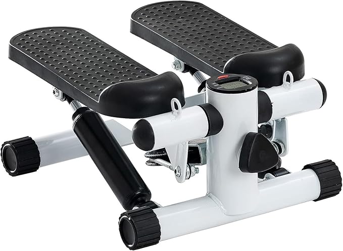 Steppers for Exercise at Home, Mini Stepper with Resistance Bands, Hydraulic Fitness Stepper with LCD Monitor, 360LBS Weight Capacity Portable Stair Stepper for Small Spaces