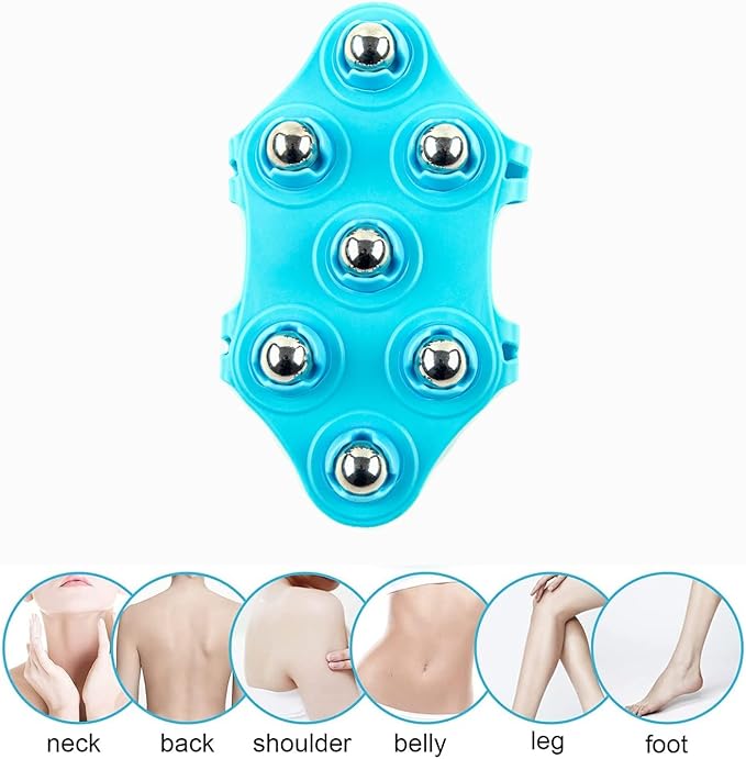 Massage Ball Roller and Therapy Ball - Hand Held Back and Foot Massager - Trigger Point Massage Tool - Blue