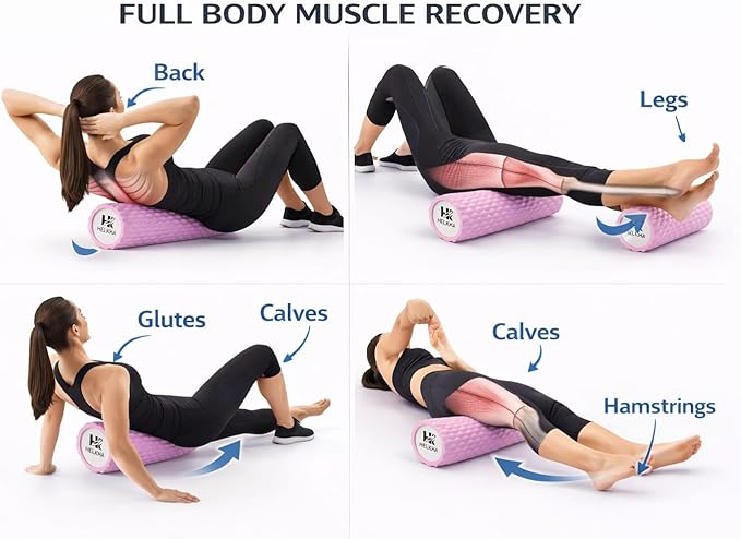 Pink Foam Roller-Medium Soft Density Muscle for Muscle Recovery, Yoga, Pilates & Physical Therapy