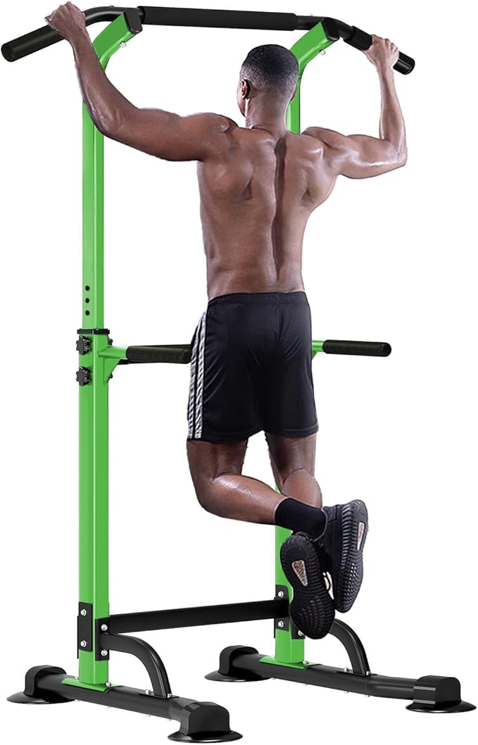 SogesHome Power Tower Pull Up Bar and Dip Station, Height Adjustable Dip Stand Exercise Machine for Home Gym, Multi-Functional Free Standing Strength Training Fitness Workout Station