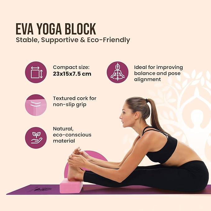 Live Well Starter Kit for Beginners – 2 EVA Foam Yoga Blocks (3x6x9 in) + 8ft Pink Yoga Strap with Loops – Yoga Accessories for Stretching, Balance, Alignment & Flexibility