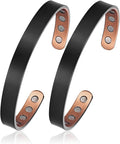 BioMag 2Pcs 99.99% Copper Bracelet for Women, Adjustable Magnetic Bracelets Bangle Cuff with 3500 Gauss Magnets, Jewelry Gift