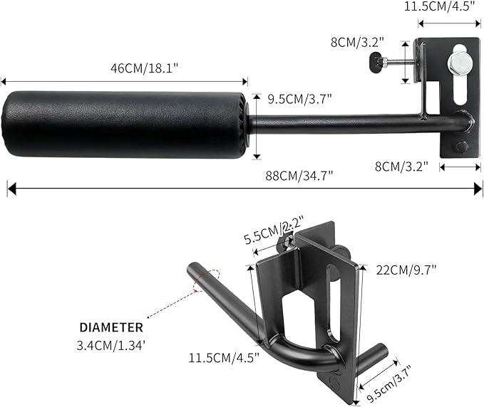 AHTAPFON Single Leg Squat Roller for Rack Mounted,Bulgarian Split Squat Accessories,Nordic Hamstring Curl Attachment,Home Gym Equipment for 2x2"＆2x3"＆3x3" Power Rack