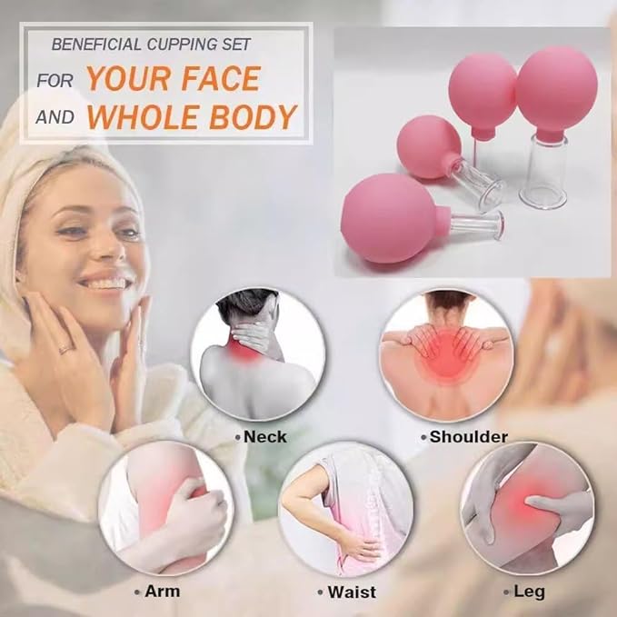 Luzly Face Cupping Set Anti Aging Facial Cupping Gua Sha Facial Tools Cupping Wrinkles Massage Vacuum Suction Cupping Therapy Set for Face Leg Arm Back Shoulder Muscle and Joint Pain